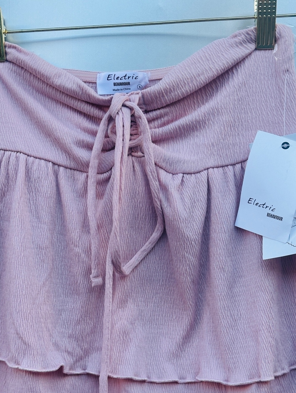 Electric Behavior Convertible  2-way Ruche Halter Top Dusty Pink